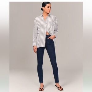 Abercrombie & Fitch Mid-rise Skinny Dark Blue Ankle Jeans